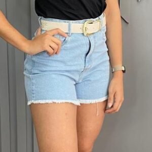 Short Mom Delavê com Cinto