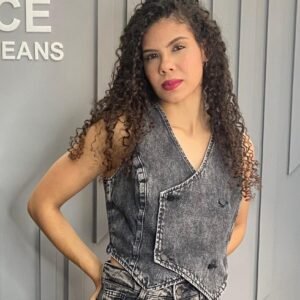 Colete Jeans Preto Estonado