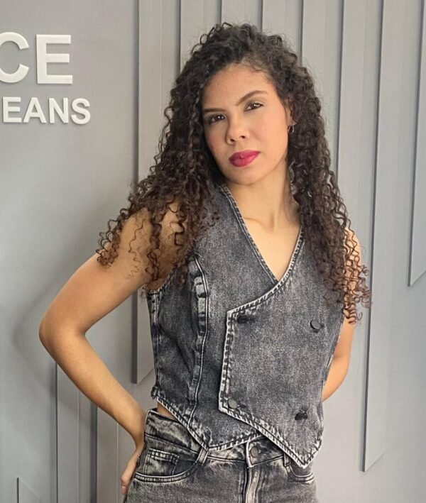 Colete Jeans Preto Estonado