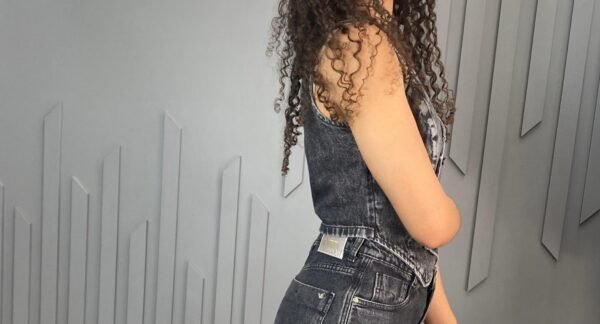 Colete Jeans Preto Estonado - Imagem 3